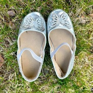 Childrens place silver butterfly flats